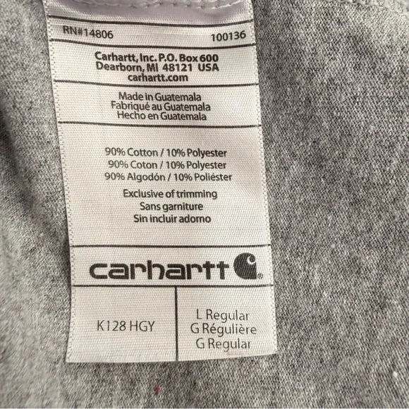 Carhartt Gray Long Sleeve Pocket Henley Men's Large R Workwear Blokecore Indie - Picture 4 of 6